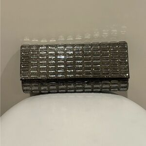 Elegant Silver crystal Clutch Bag